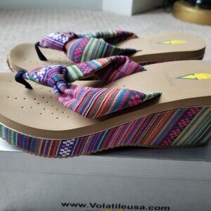 Volatile Women's Tulane Thong Wedge Sandals Colorful Flip Flops, Size 8, NIB